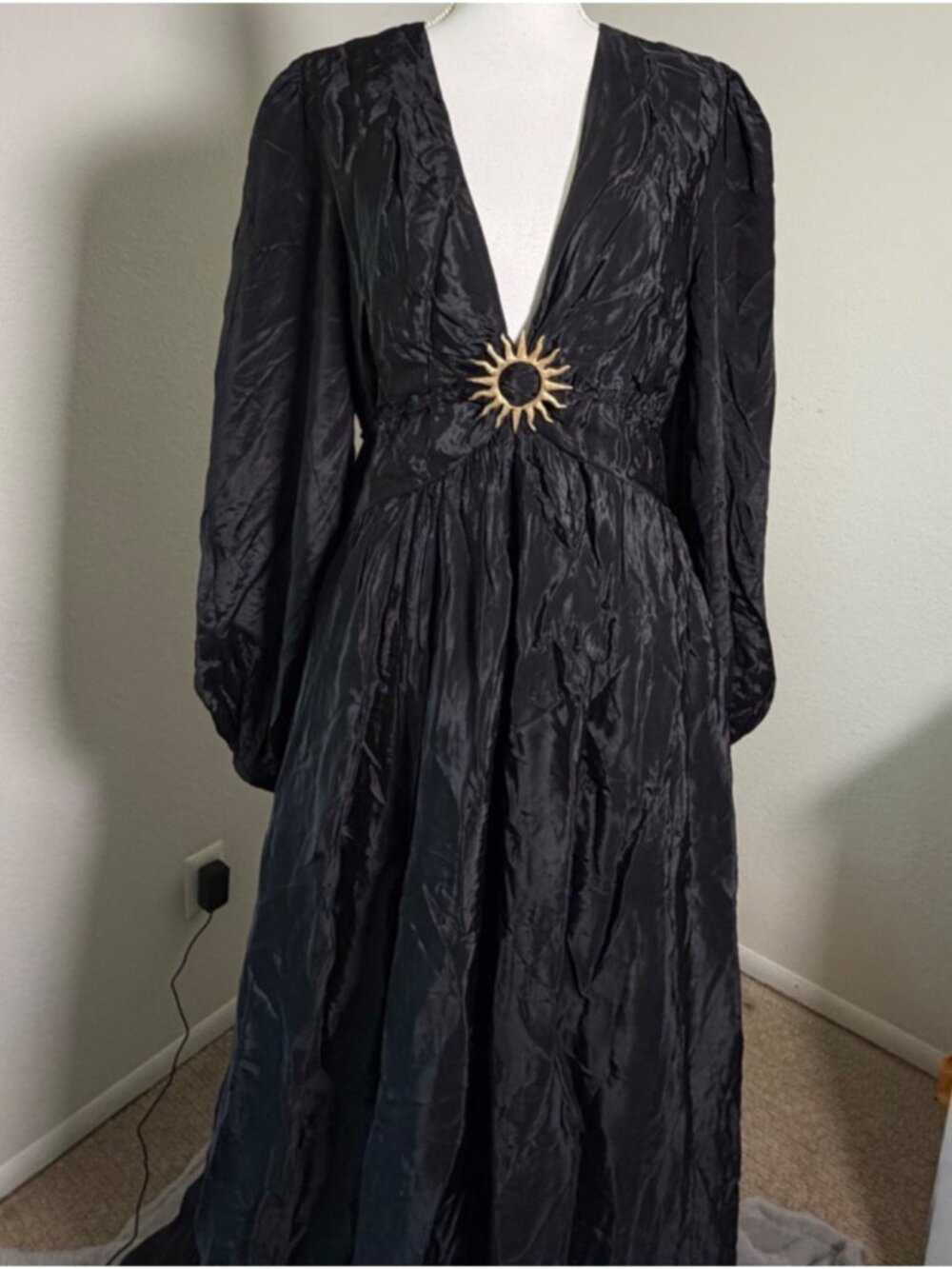 NWT Farm Rio Women's Black Cut Out Maxi Dress Sz XL Resort Yacht Boho Cocktail - Picture 9 of 16